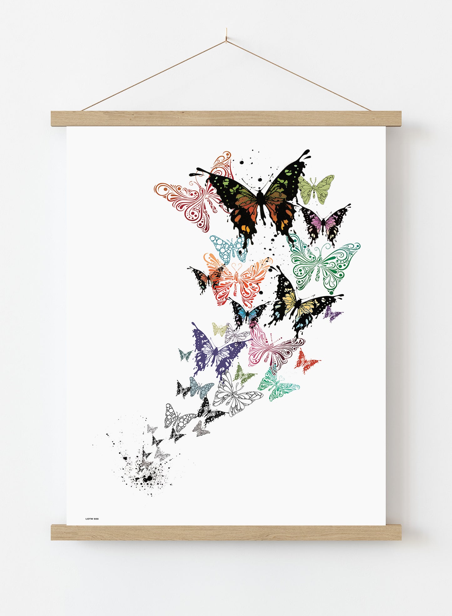 Butterflies, Contemporary Illustration Graphic Art Print Poster Vintage Poster Wall Art Print 50x70cm Poster Hanger
