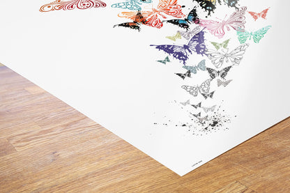 Butterflies, Contemporary Illustration Graphic Art Print Poster 50x70cm