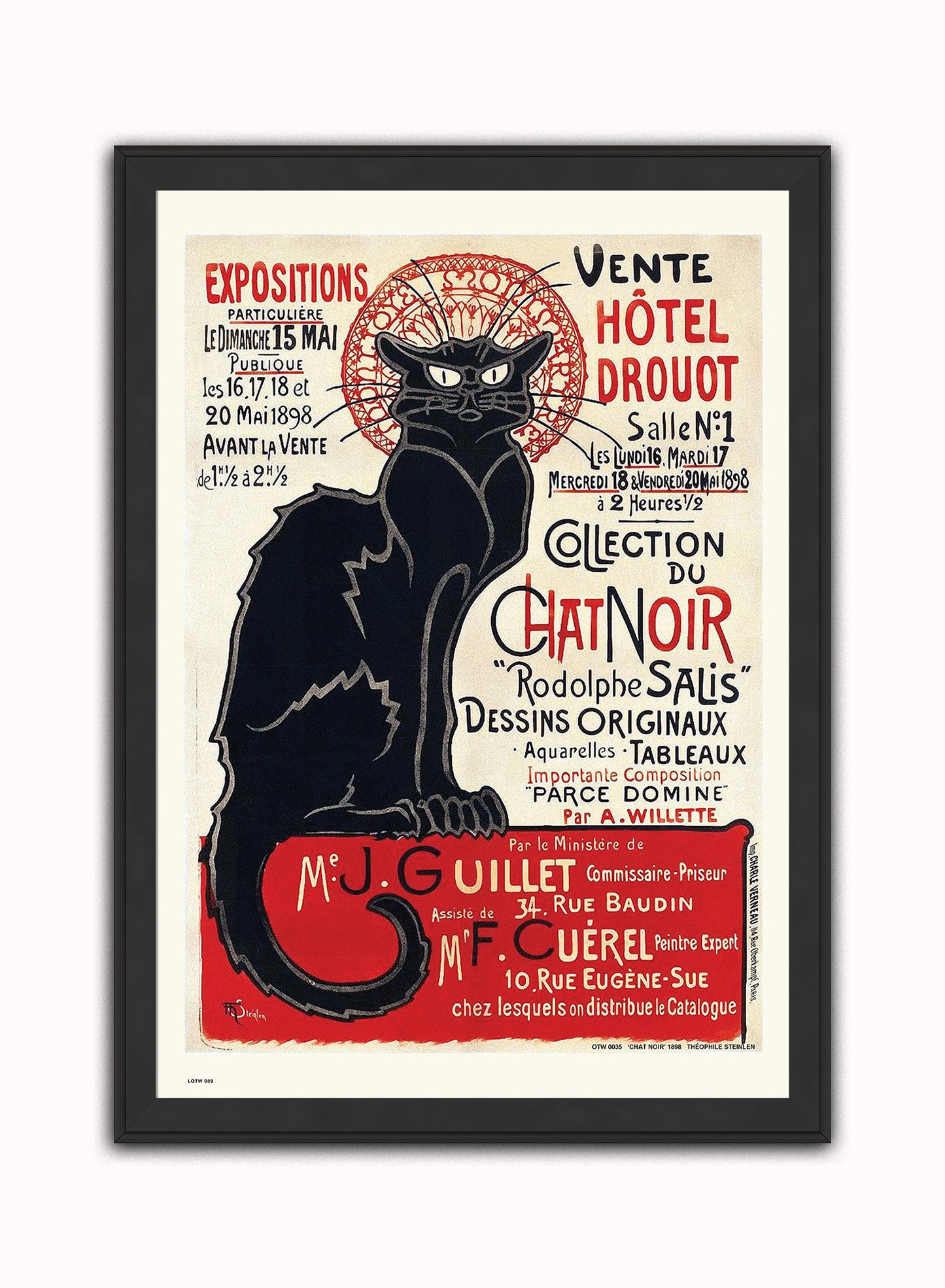 CHAT NOIR ART POSTER PRINT BY THÌäOPHILE-ALEXANDRE STEINLEN 1898 Art Print Poster Vintage Poster Wall Art Print 50x70cm Black Frame