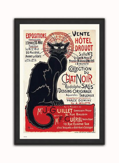 CHAT NOIR ART POSTER PRINT BY THÌäOPHILE-ALEXANDRE STEINLEN 1898 Art Print Poster Vintage Poster Wall Art Print 50x70cm Black Frame