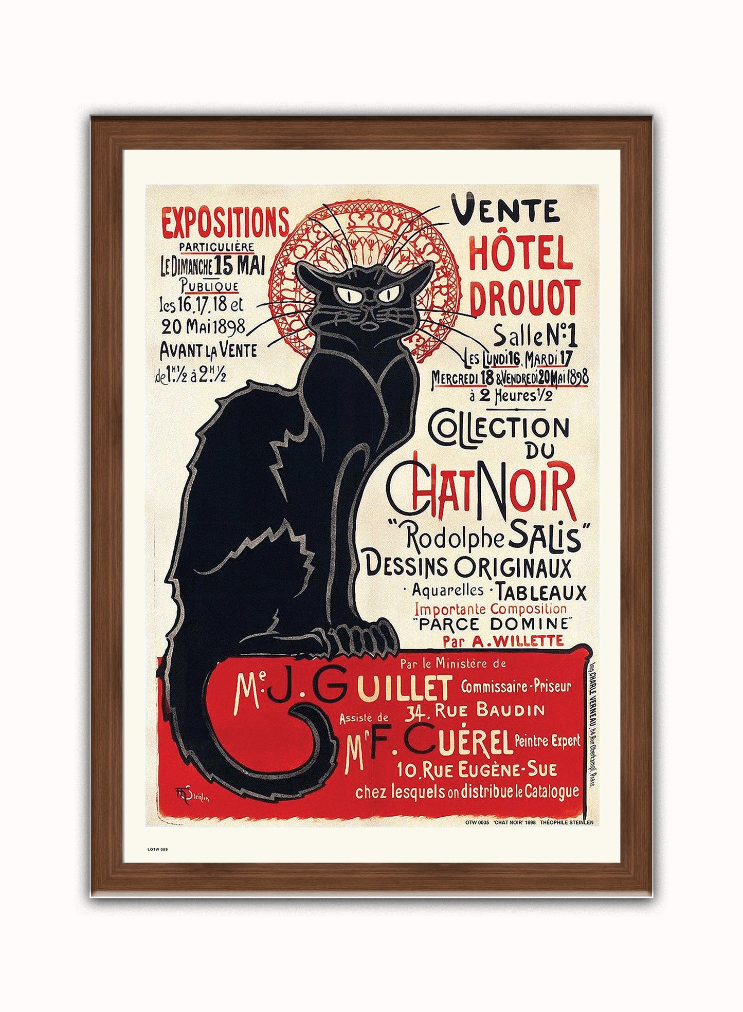 CHAT NOIR ART POSTER PRINT BY THÌäOPHILE-ALEXANDRE STEINLEN 1898 Art Print Poster Vintage Poster Wall Art Print 50x70cm Dark Wood Frame