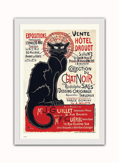 CHAT NOIR ART POSTER PRINT BY THÌäOPHILE-ALEXANDRE STEINLEN 1898 Art Print Poster Vintage Poster Wall Art Print 50x70cm White Frame
