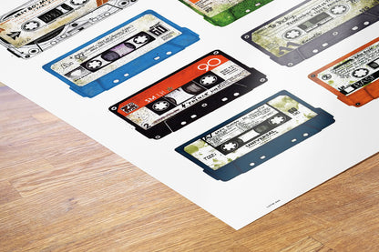 Analogue Forever, Cassette Tape Contemporary Illustration Graphic Art Print Poster 50x70cm