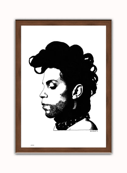 Prince, Music Idol Iconic Popstar Art Print Poster Vintage Poster Wall Art Print 50x70cm Dark Wood Frame