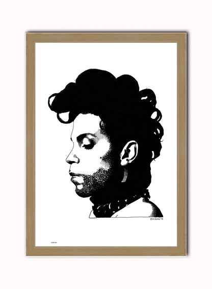 Prince, Music Idol Iconic Popstar Art Print Poster Vintage Poster Wall Art Print 50x70cm Light Wood Frame