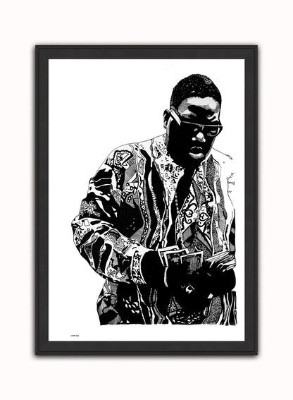 Notorious BIG, Music Idol Iconic Rap Artist Art Print Poster Vintage Poster Wall Art Print 50x70cm Black Frame