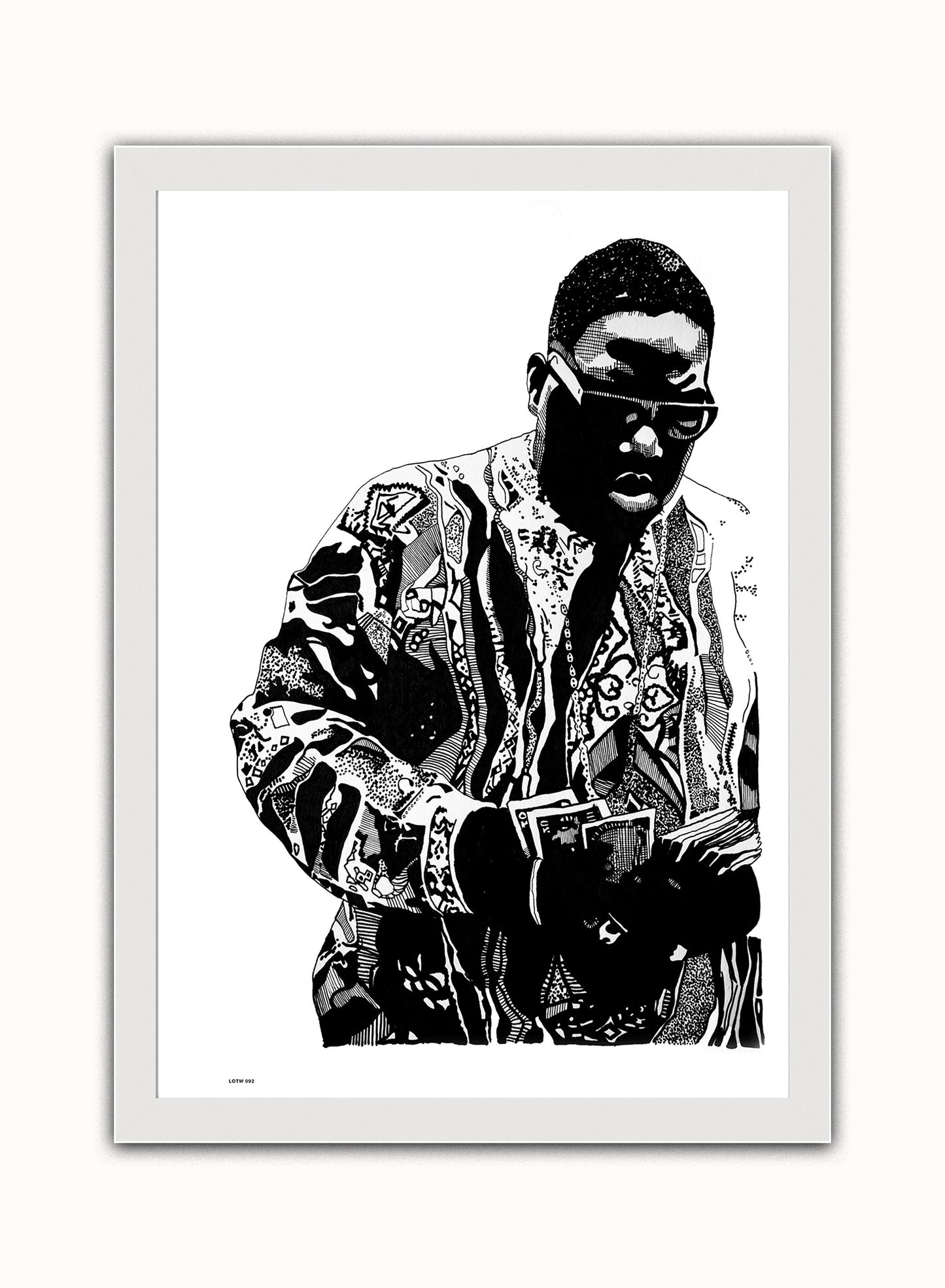Notorious BIG, Music Idol Iconic Rap Artist Art Print Poster Vintage Poster Wall Art Print 50x70cm White Frame