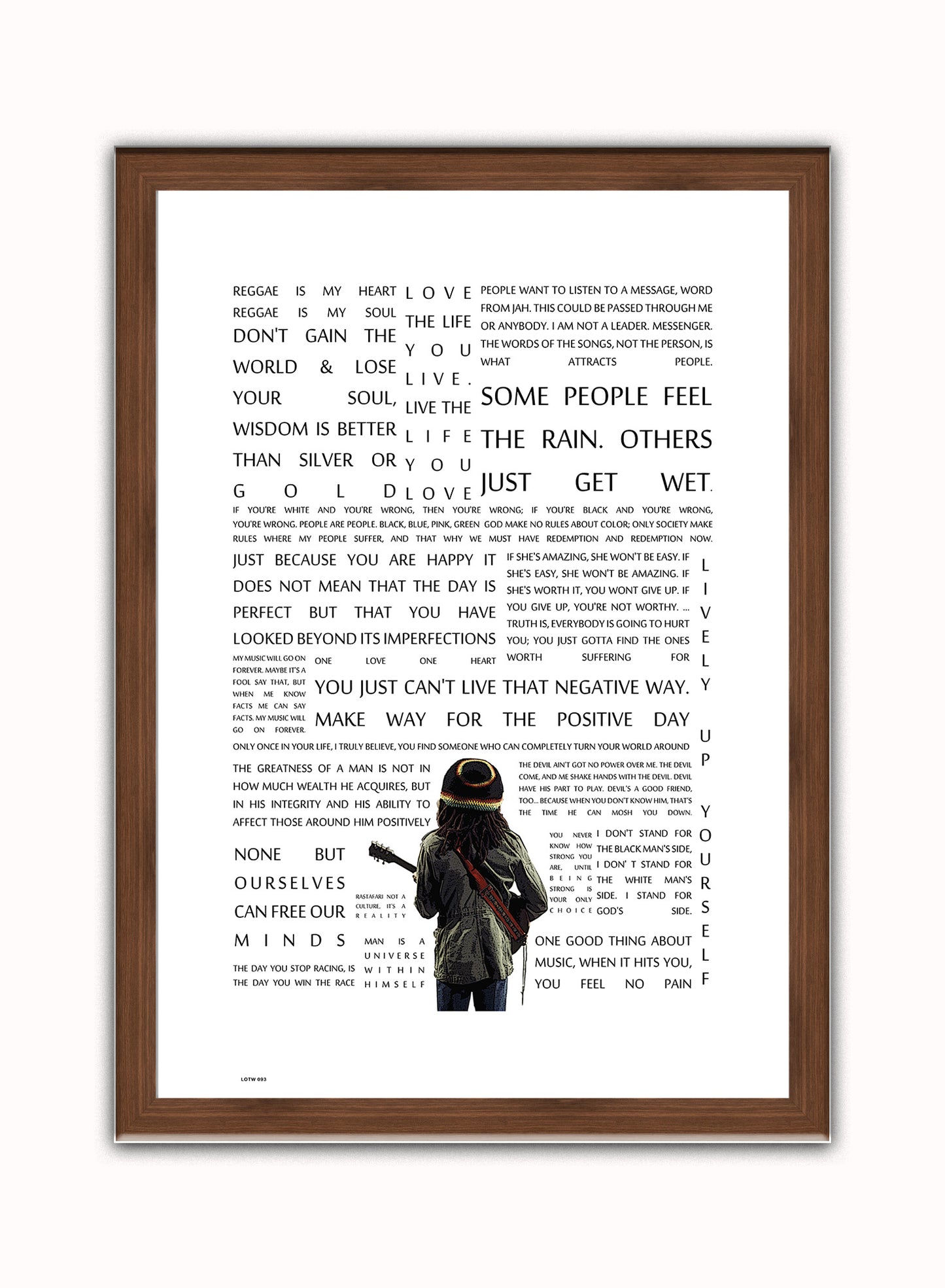 Bob Marley, Music Idol Iconic Reggae Rocksteady Roots Rock Artist Art Print Poster Vintage Poster Wall Art Print 50x70cm Dark Wood Frame