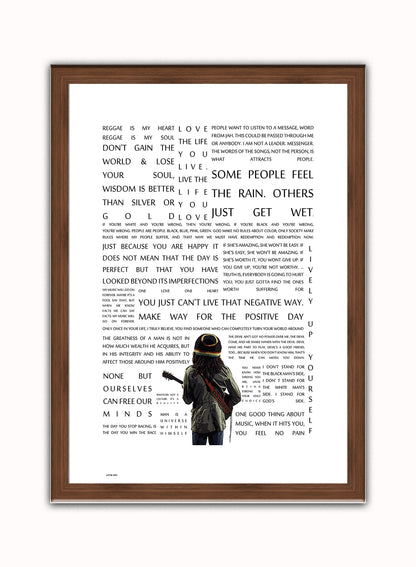 Bob Marley, Music Idol Iconic Reggae Rocksteady Roots Rock Artist Art Print Poster Vintage Poster Wall Art Print 50x70cm Dark Wood Frame