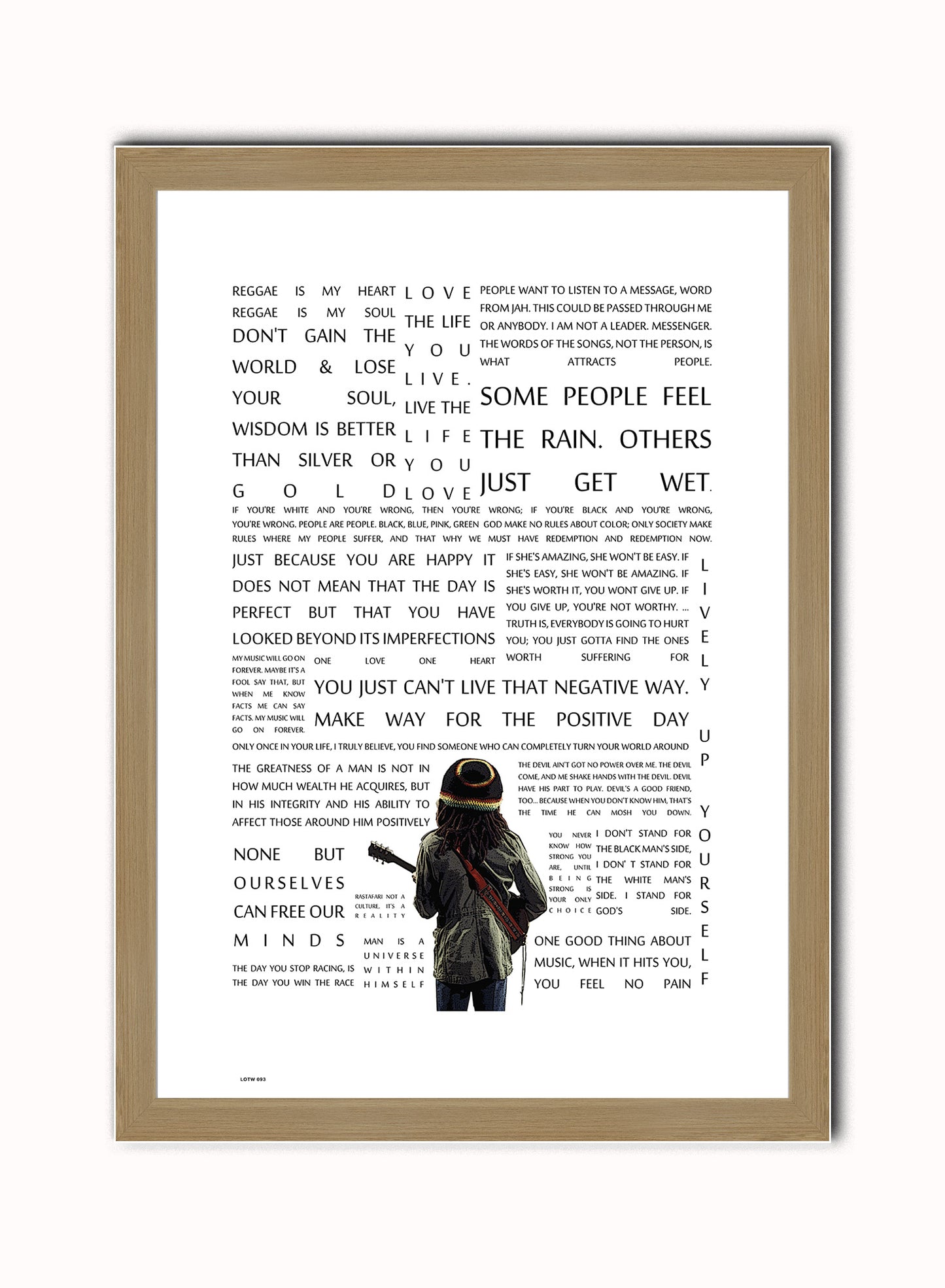 Bob Marley, Music Idol Iconic Reggae Rocksteady Roots Rock Artist Art Print Poster Vintage Poster Wall Art Print 50x70cm Light Wood Frame