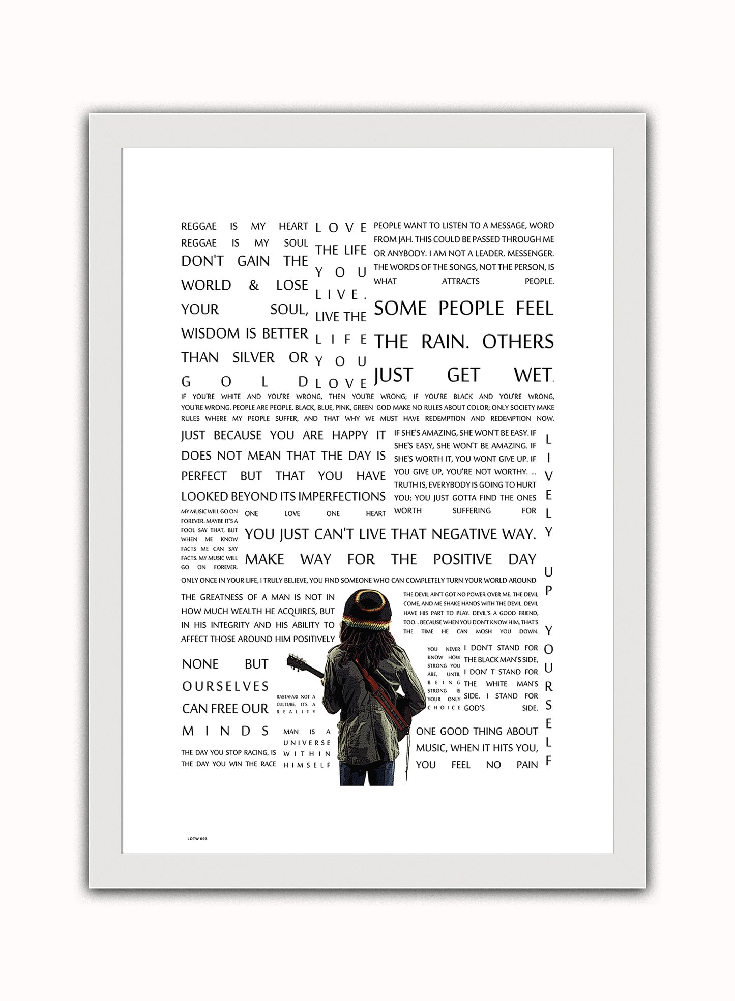 Bob Marley, Music Idol Iconic Reggae Rocksteady Roots Rock Artist Art Print Poster Vintage Poster Wall Art Print 50x70cm White Frame