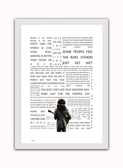 Bob Marley, Music Idol Iconic Reggae Rocksteady Roots Rock Artist Art Print Poster Vintage Poster Wall Art Print 50x70cm White Frame