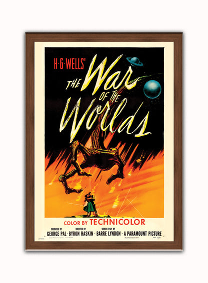 War of the Worlds Poster Vintage Poster Wall Art Print 50x70cm Dark Wood Frame