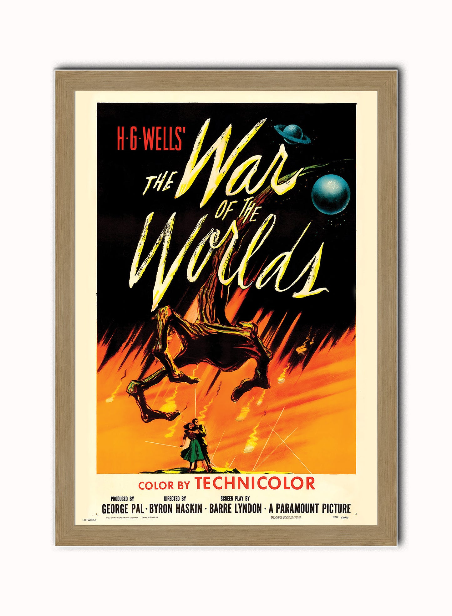 War of the Worlds Poster Vintage Poster Wall Art Print 50x70cm Light Wood Frame