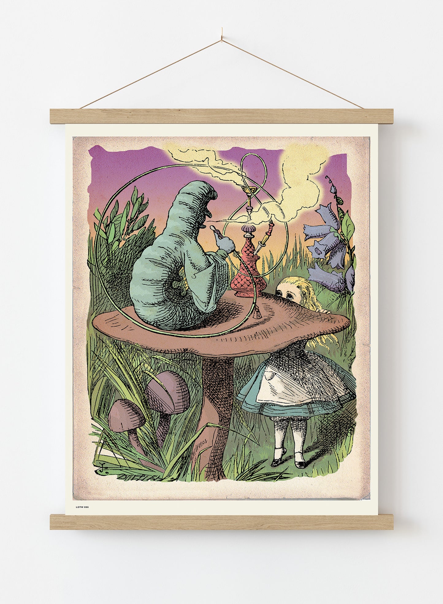 Alice In Wonderland, The Caterpillar, John Tenial Colour Illustration Art Print Poster Vintage Poster Wall Art Print 50x70cm Poster Hanger