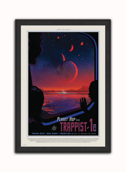 Trappist-1 system Nasa Space exploration tourist Vintage Poster Wall Art Print 50x70cm Black Frame