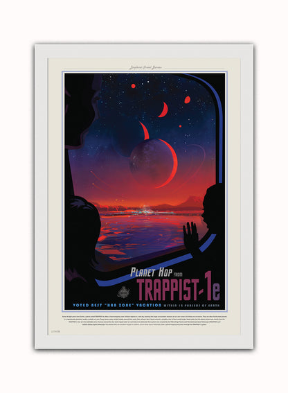 Trappist-1 system Nasa Space exploration tourist Vintage Poster Wall Art Print 50x70cm White Frame