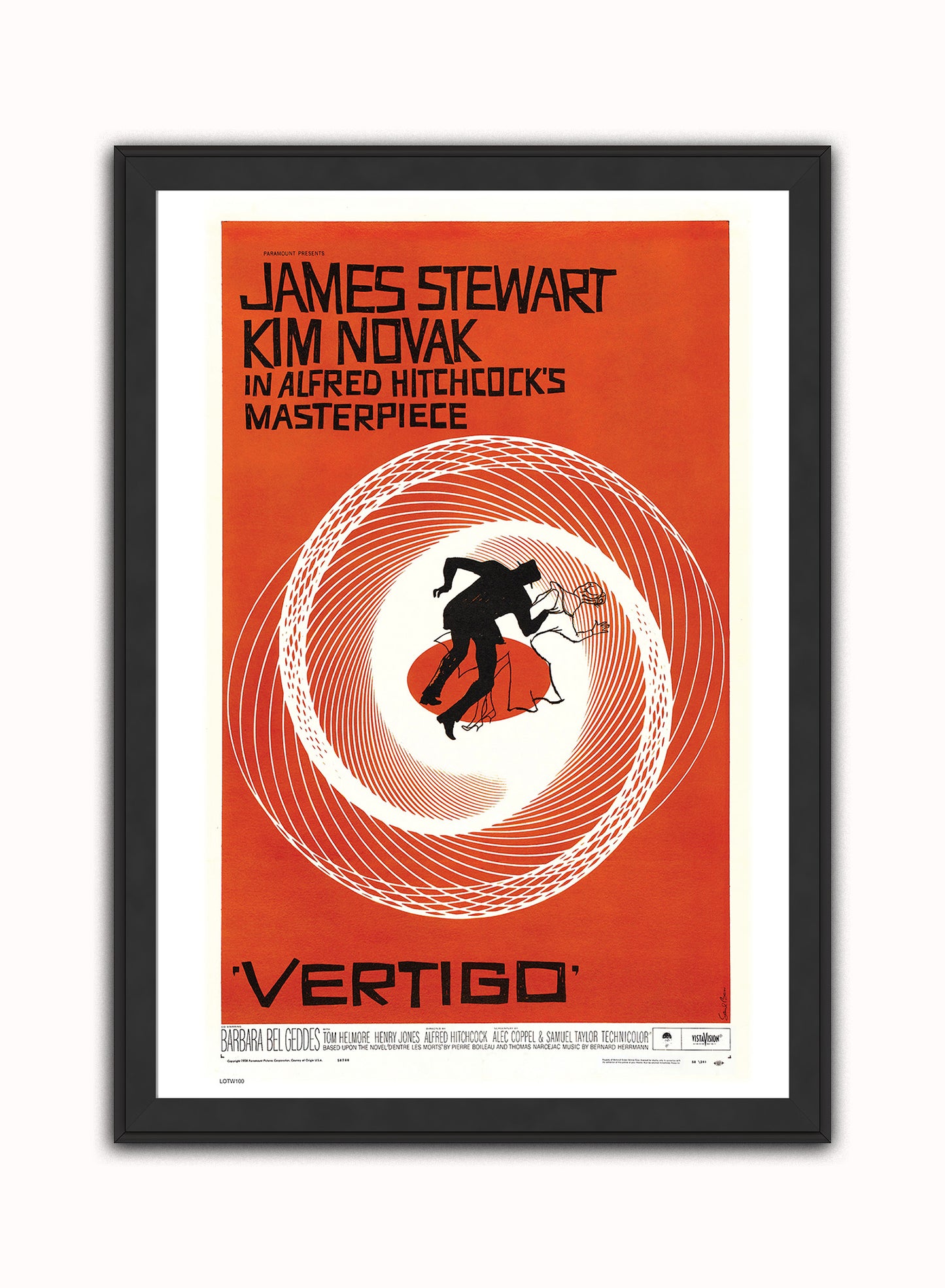 Vertigo Alfred Hitchcok Movie Film Vintage Poster Wall Art Print 50x70cm Black Frame