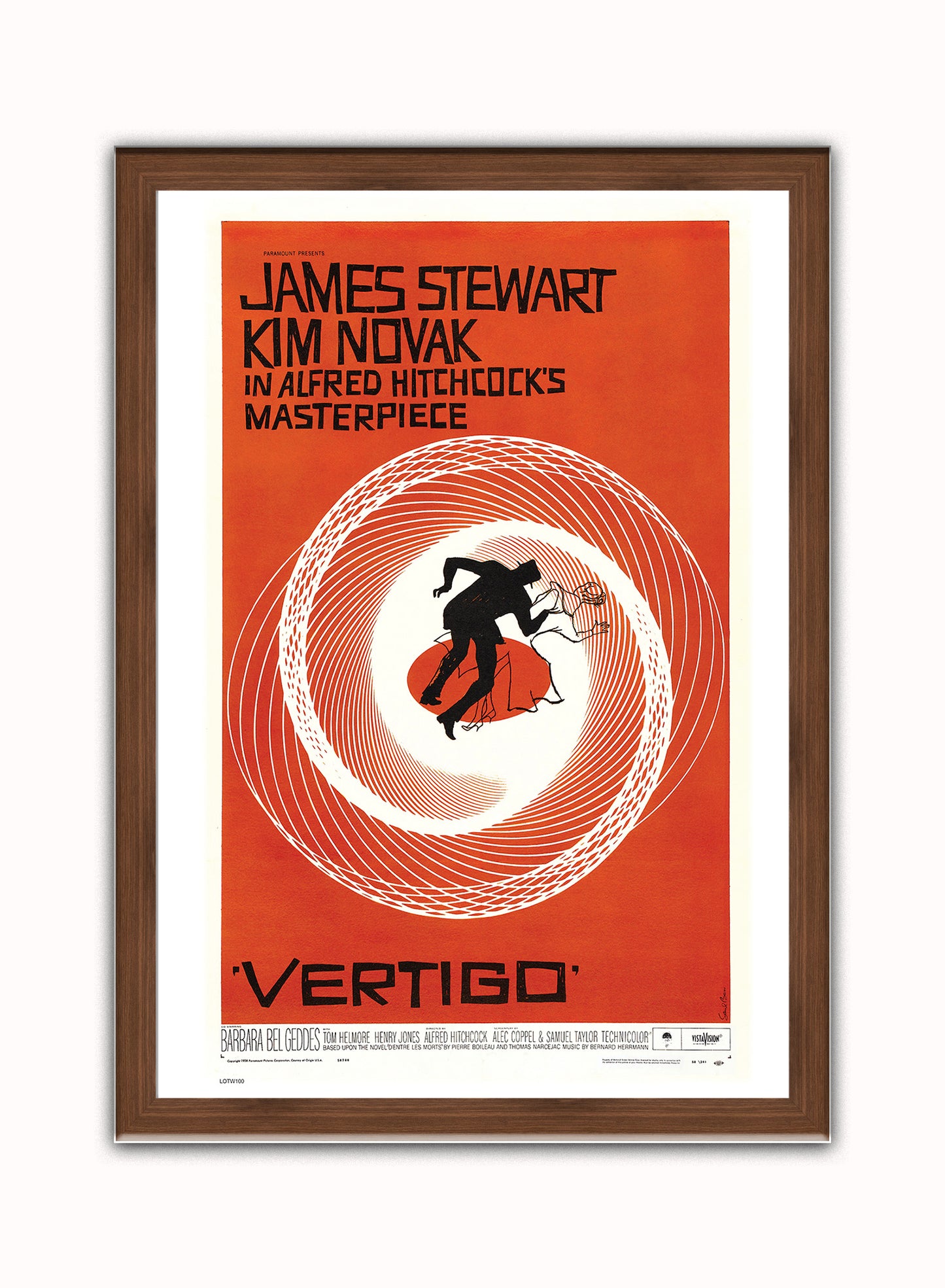 Vertigo Alfred Hitchcok Movie Film Vintage Poster Wall Art Print 50x70cm Dark Wood Frame