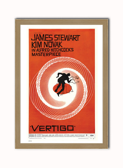 Vertigo Alfred Hitchcok Movie Film Vintage Poster Wall Art Print 50x70cm Light Wood Frame