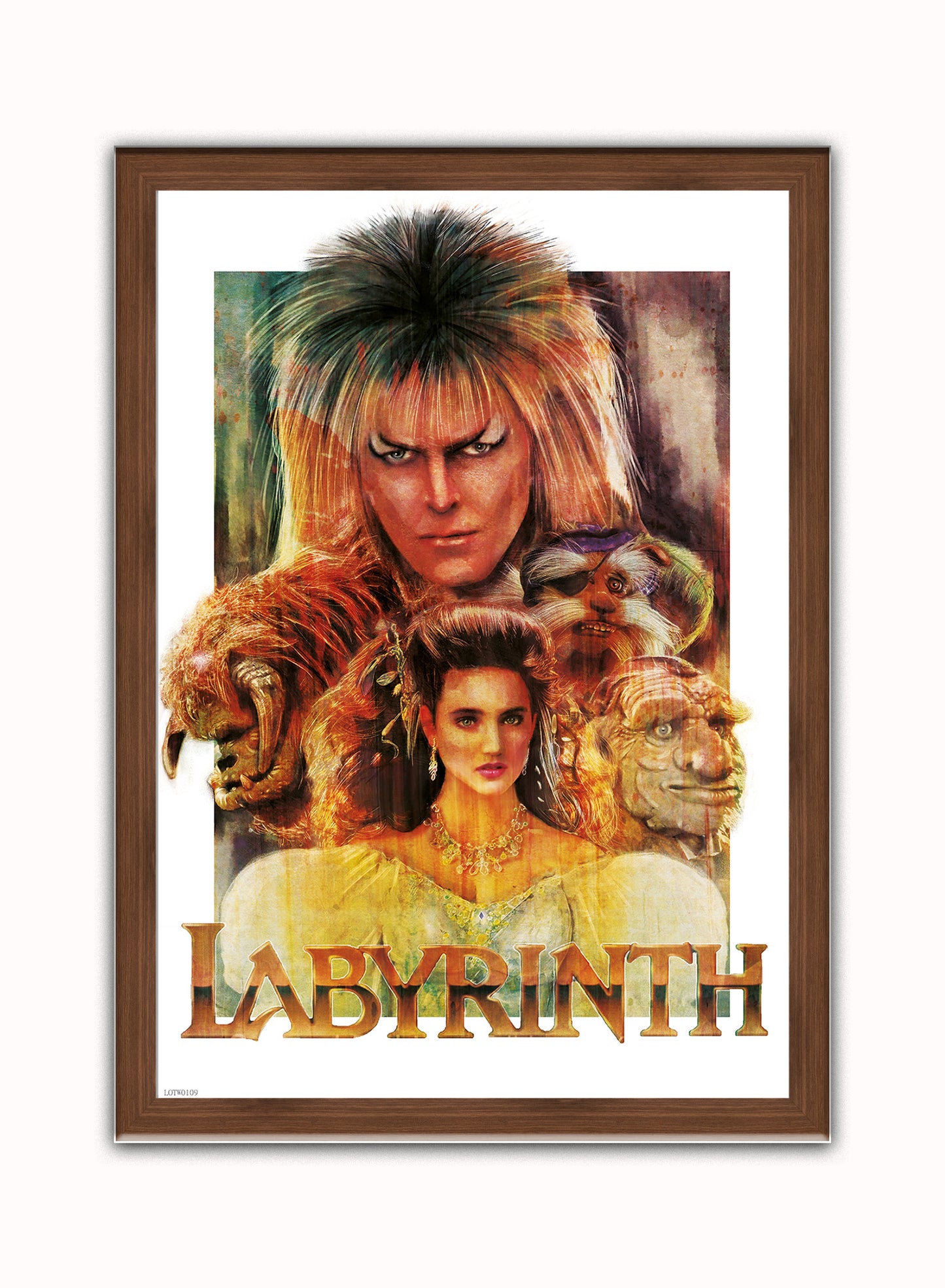 Labyrinth Movie Vintage Art Wall Art Print 50x70cm Dark Wood Frame