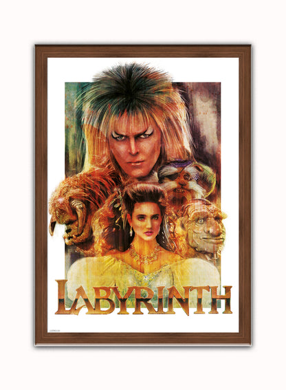 Labyrinth Movie Vintage Art Wall Art Print 50x70cm Dark Wood Frame
