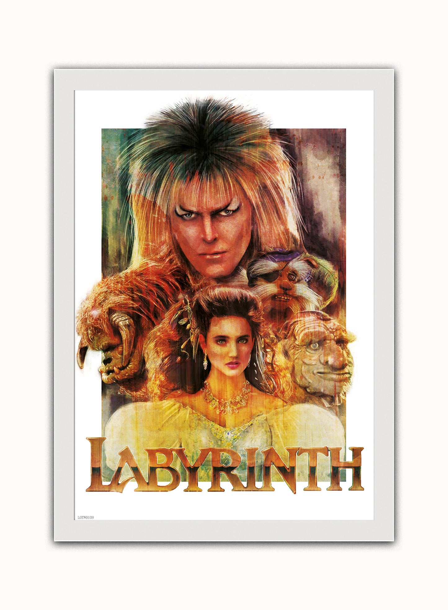 Labyrinth Movie Vintage Art Wall Art Print 50x70cm White Frame