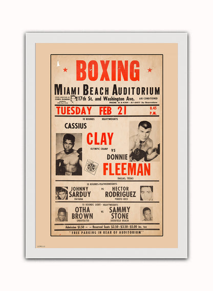 Muhammad Ali Vintage Art Wall Art Print 50x70cm White Frame