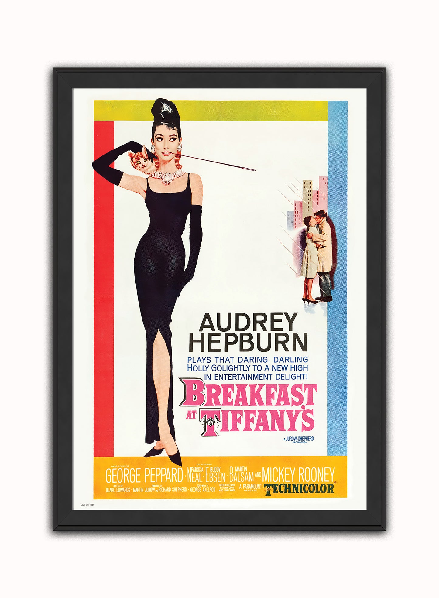 Audrey Hepburn Breakfast At Tiffany's Movie Poster, Vintage Hollywood Cinema Vintage Poster Wall Art Print 50x70cm Black Frame