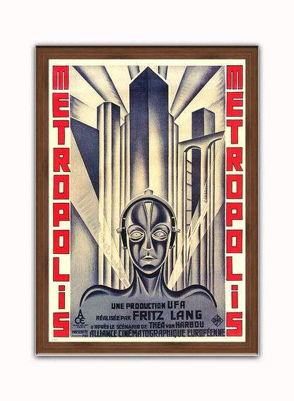 Metropolis Movie Vintage Art Wall Art Print 50x70cm Dark Wood Frame