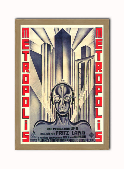 Metropolis Movie Vintage Art Wall Art Print 50x70cm Light Wood Frame