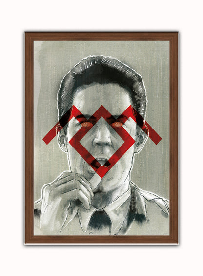 Twin Peaks Vintage Art Wall Art Print 50x70cm Dark Wood Frame