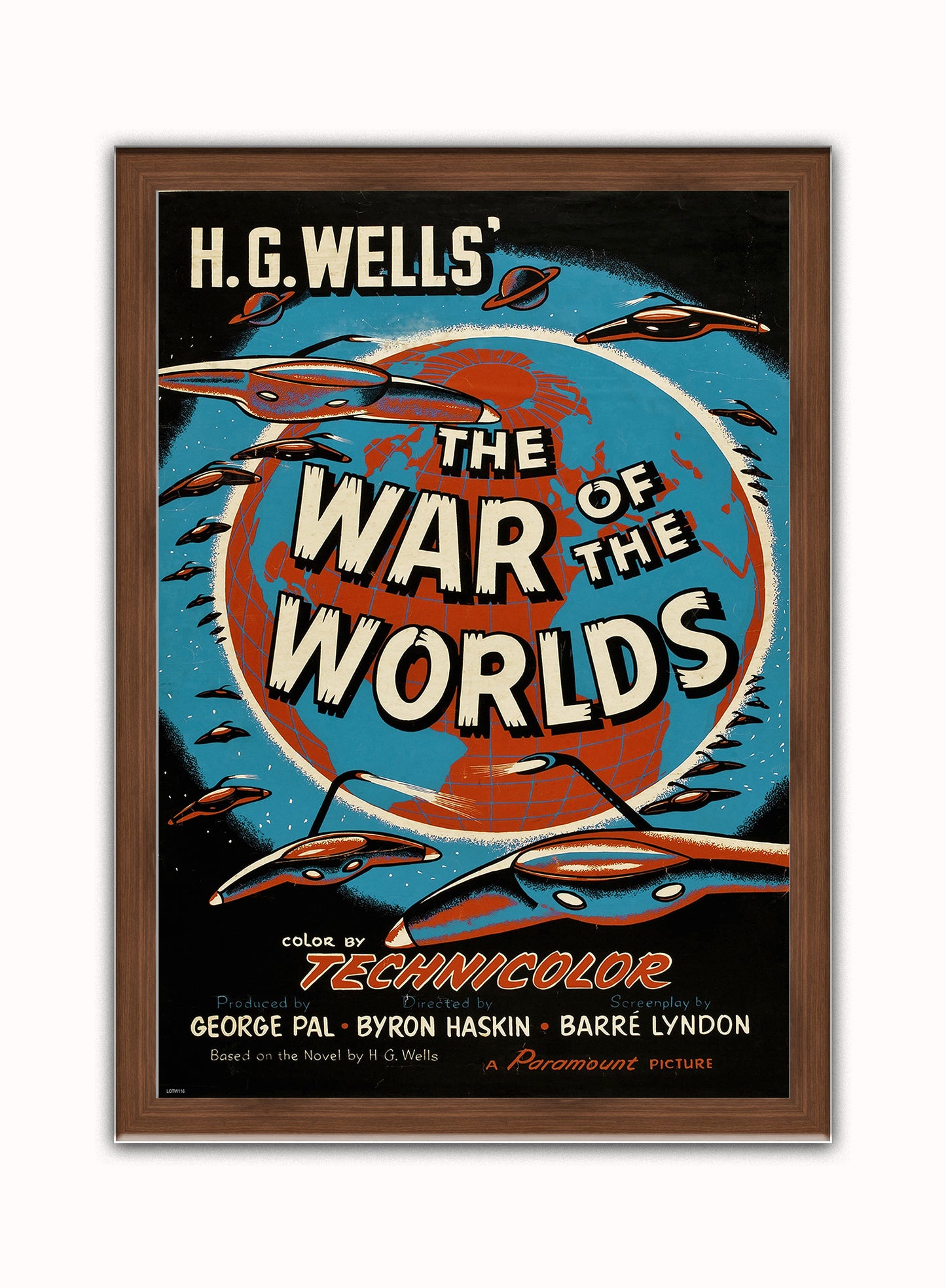 The War of The Worlds Movie Vintage Art Wall Art Print 50x70cm Dark Wood Frame