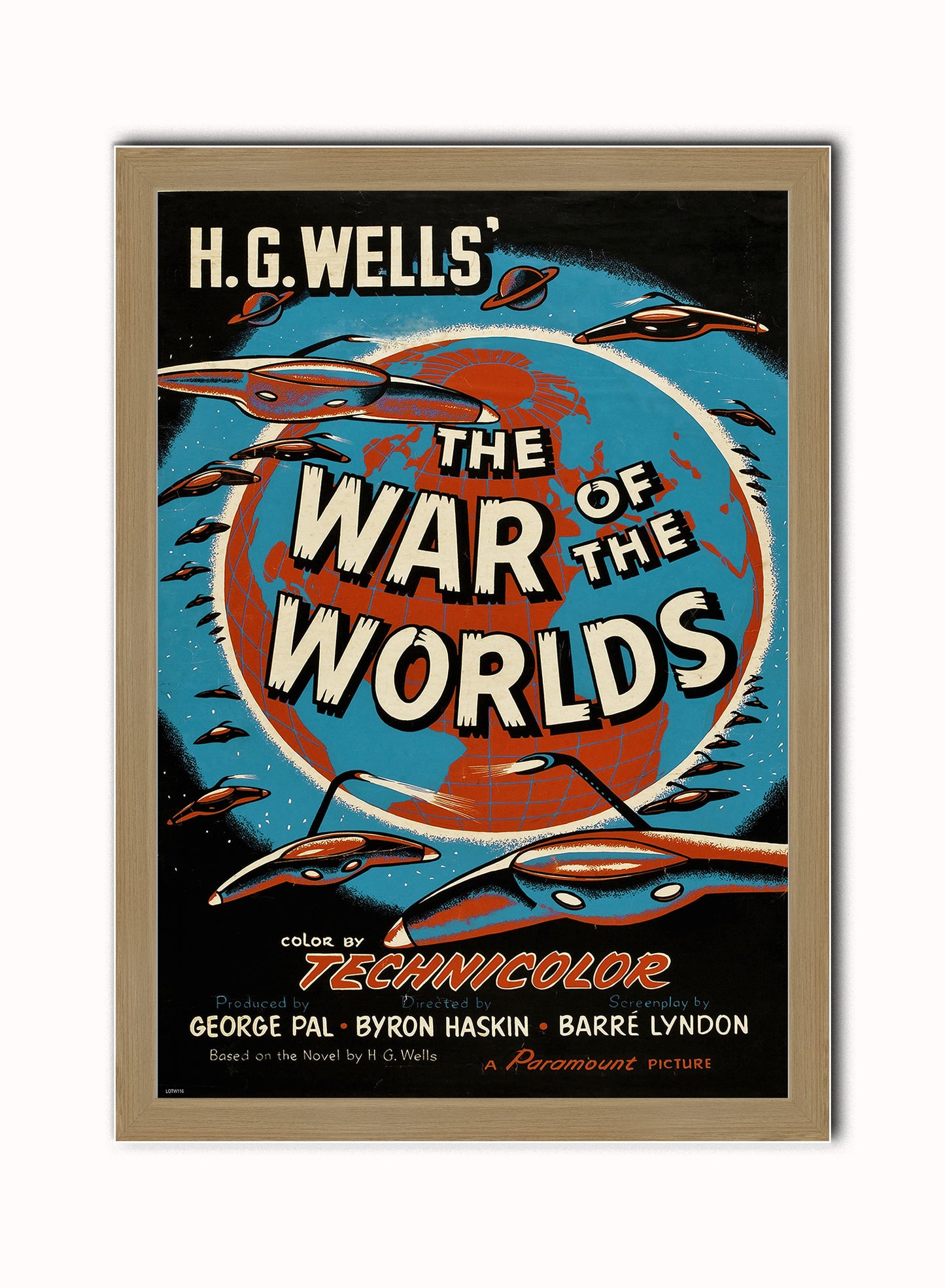 The War of The Worlds Movie Vintage Art Wall Art Print 50x70cm Light Wood Frame