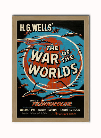 The War of The Worlds Movie Vintage Art Wall Art Print 50x70cm Light Wood Frame