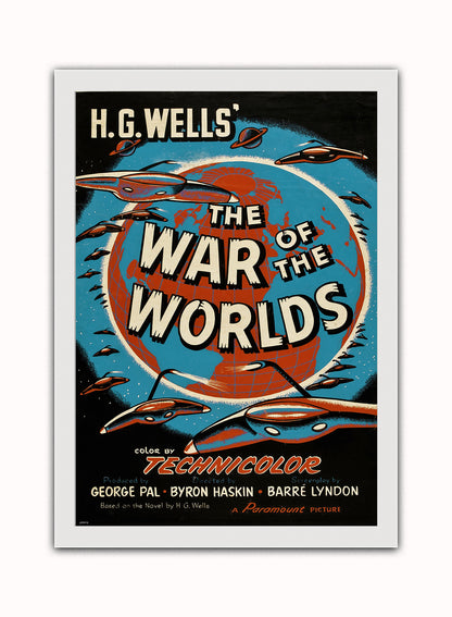 The War of The Worlds Movie Vintage Art Wall Art Print 50x70cm White Frame