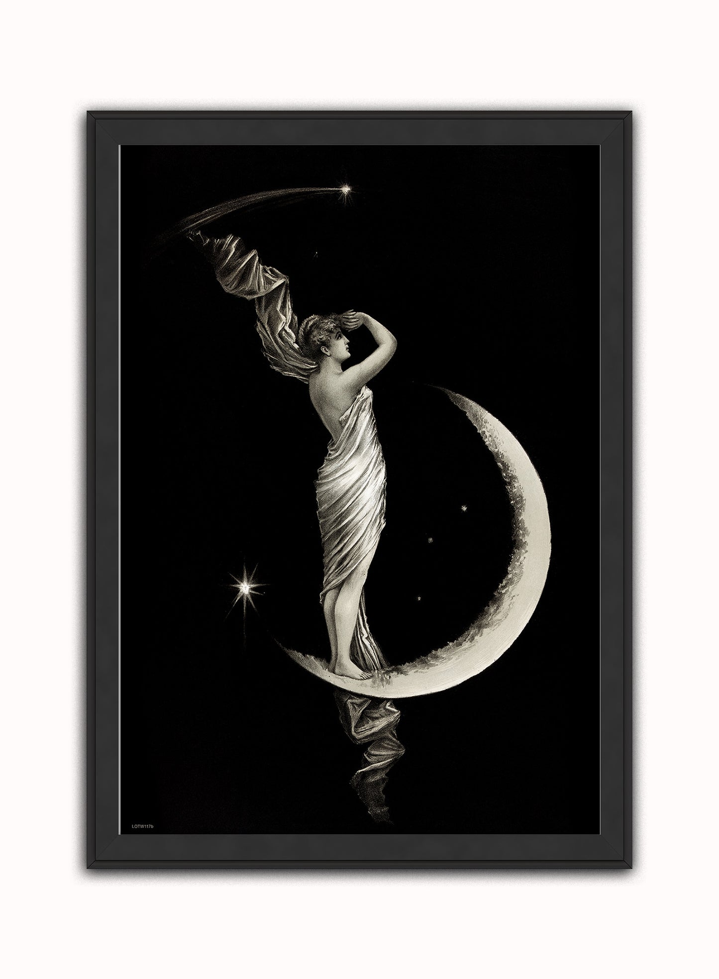 The Moon Goddess Vintage Victorian Vintage Art Wall Art Print 50x70cm Black Frame