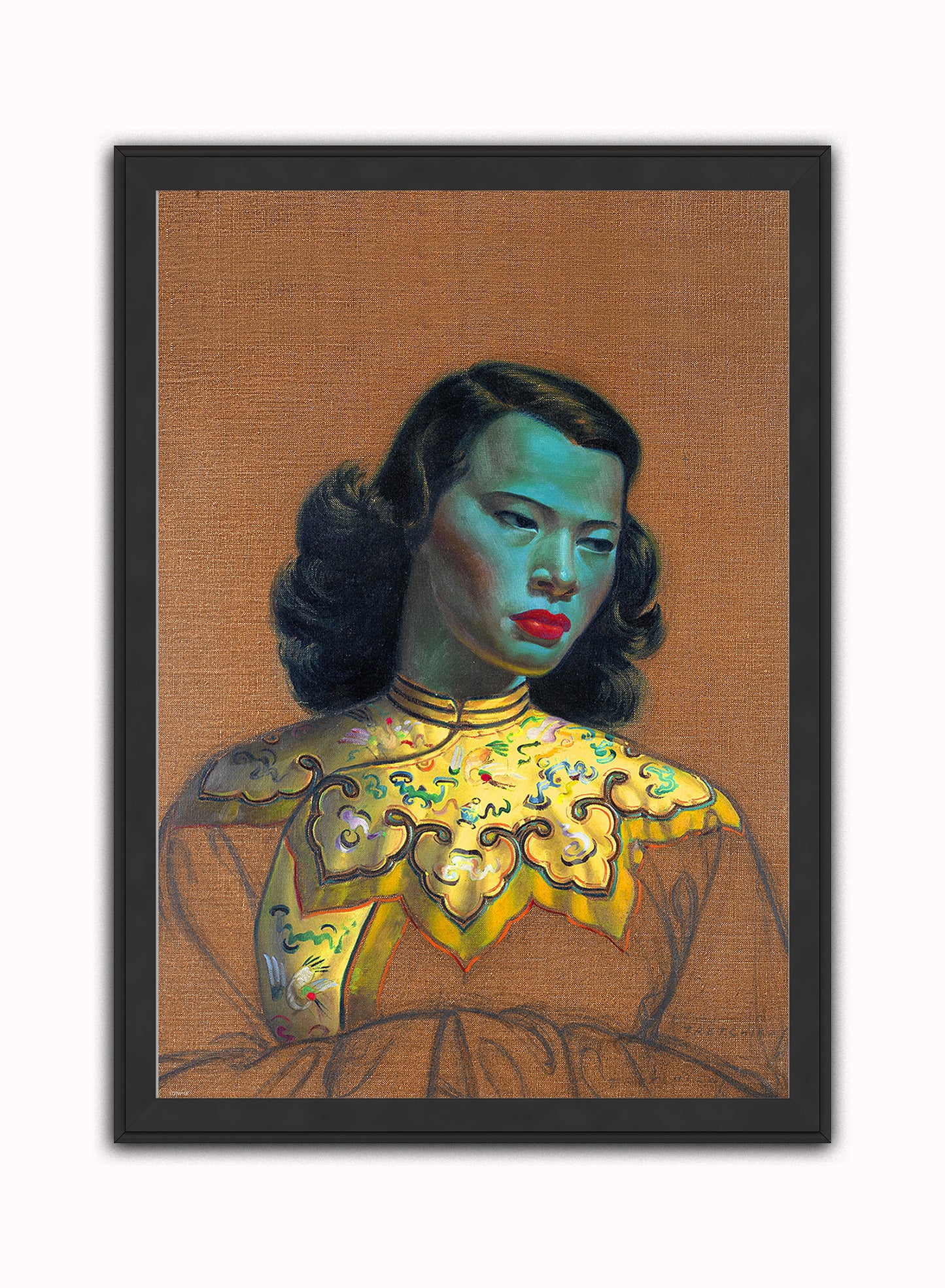 Vladimir Tretchikoff Chiniese Girl Vintage Art Wall Art Print 50x70cm Black Frame