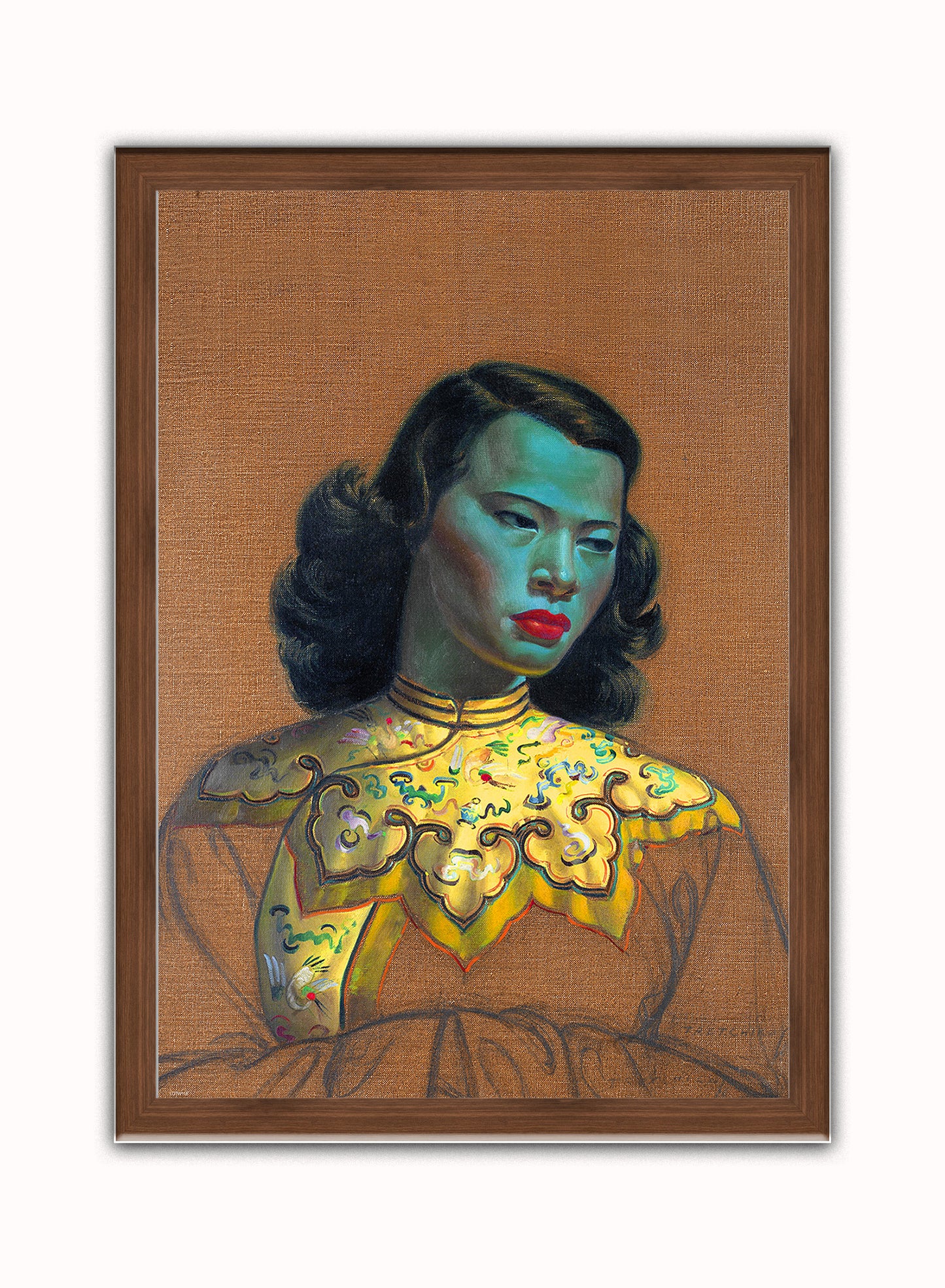 Vladimir Tretchikoff Chiniese Girl Vintage Art Wall Art Print 50x70cm Dark Wood Frame