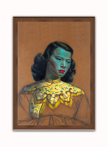 Vladimir Tretchikoff Chiniese Girl Vintage Art Wall Art Print 50x70cm Dark Wood Frame