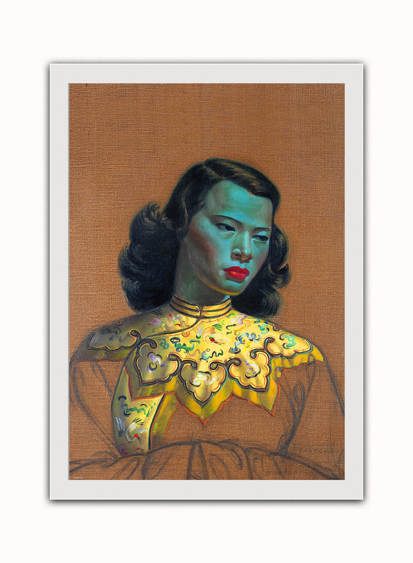 Vladimir Tretchikoff Chiniese Girl Vintage Art Wall Art Print 50x70cm White Frame