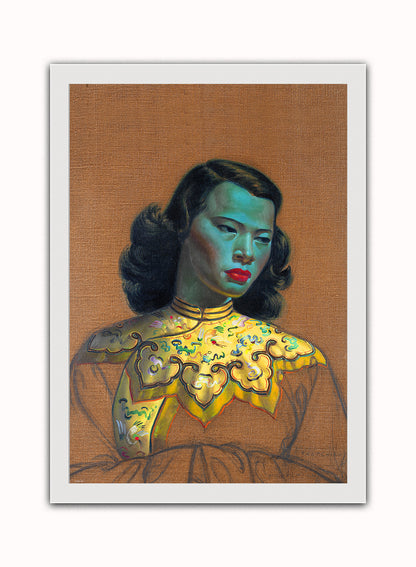 Vladimir Tretchikoff Chiniese Girl Vintage Art Wall Art Print 50x70cm White Frame