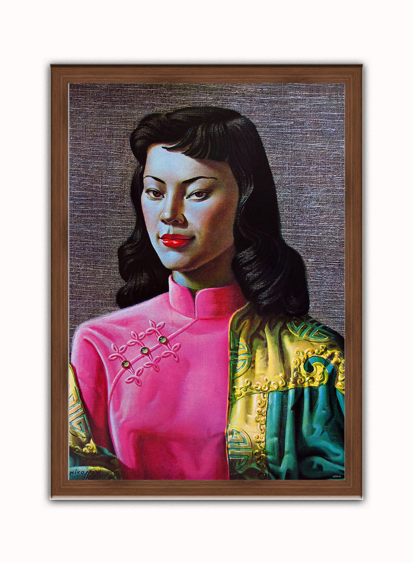 Vladimir Tretchikoff Miss Wong Vintage Art Wall Art Print Dark Wood Frame