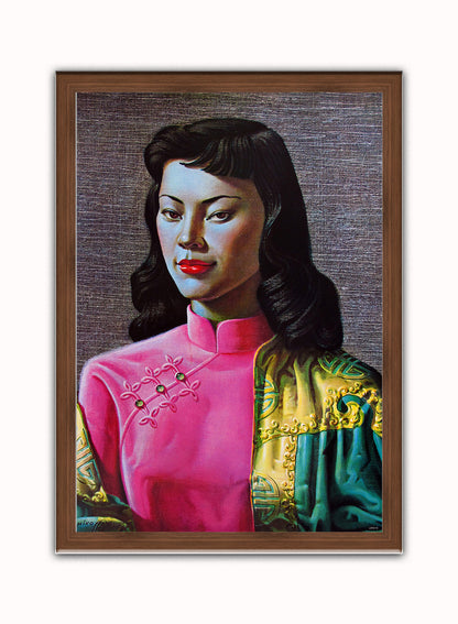 Vladimir Tretchikoff Miss Wong Vintage Art Wall Art Print Dark Wood Frame