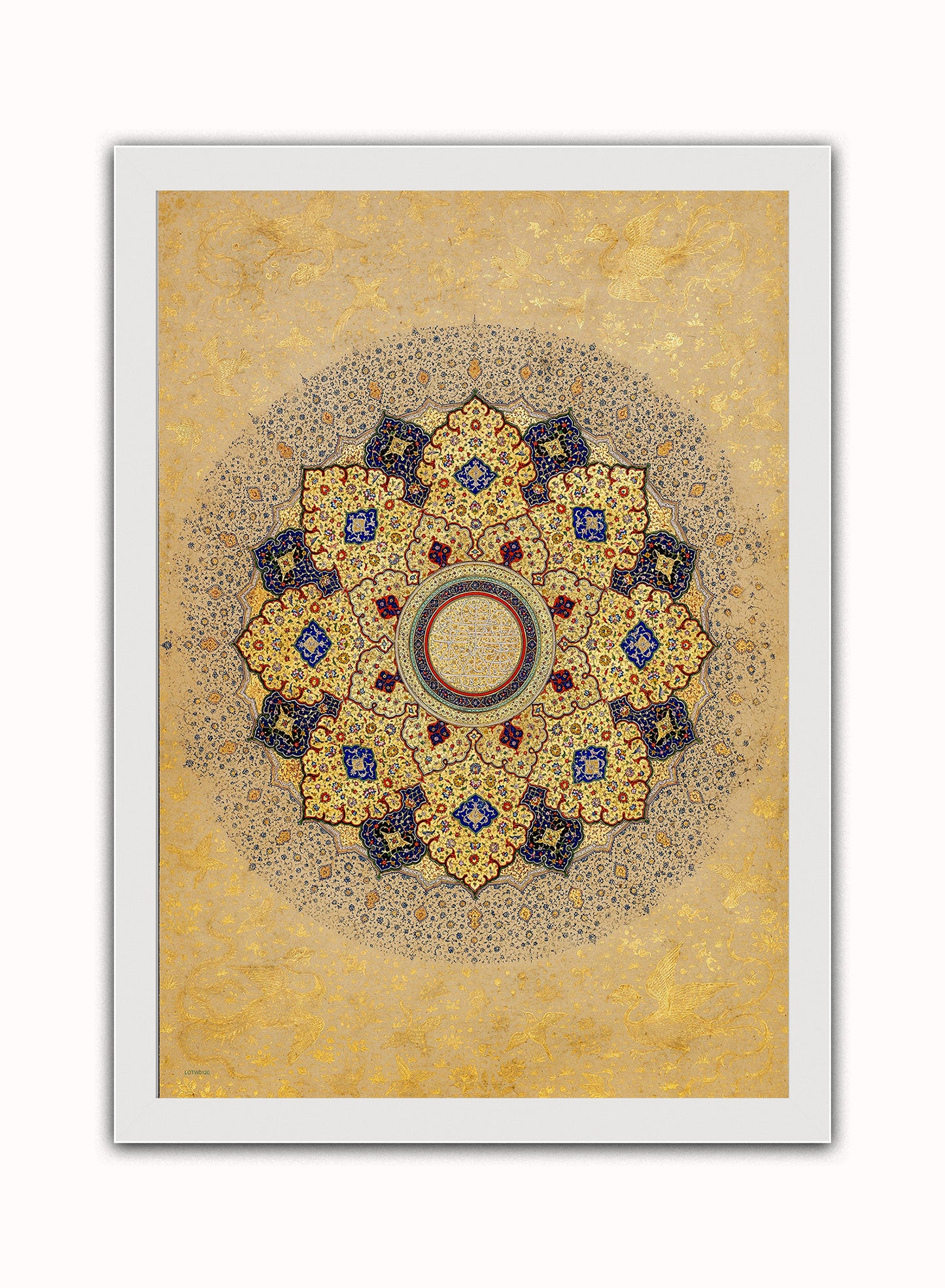 Indian Rosette Bearing the Names and Titles of Shah Jahan 1645 Vintage Art Wall Art Print 50x70cm White Frame