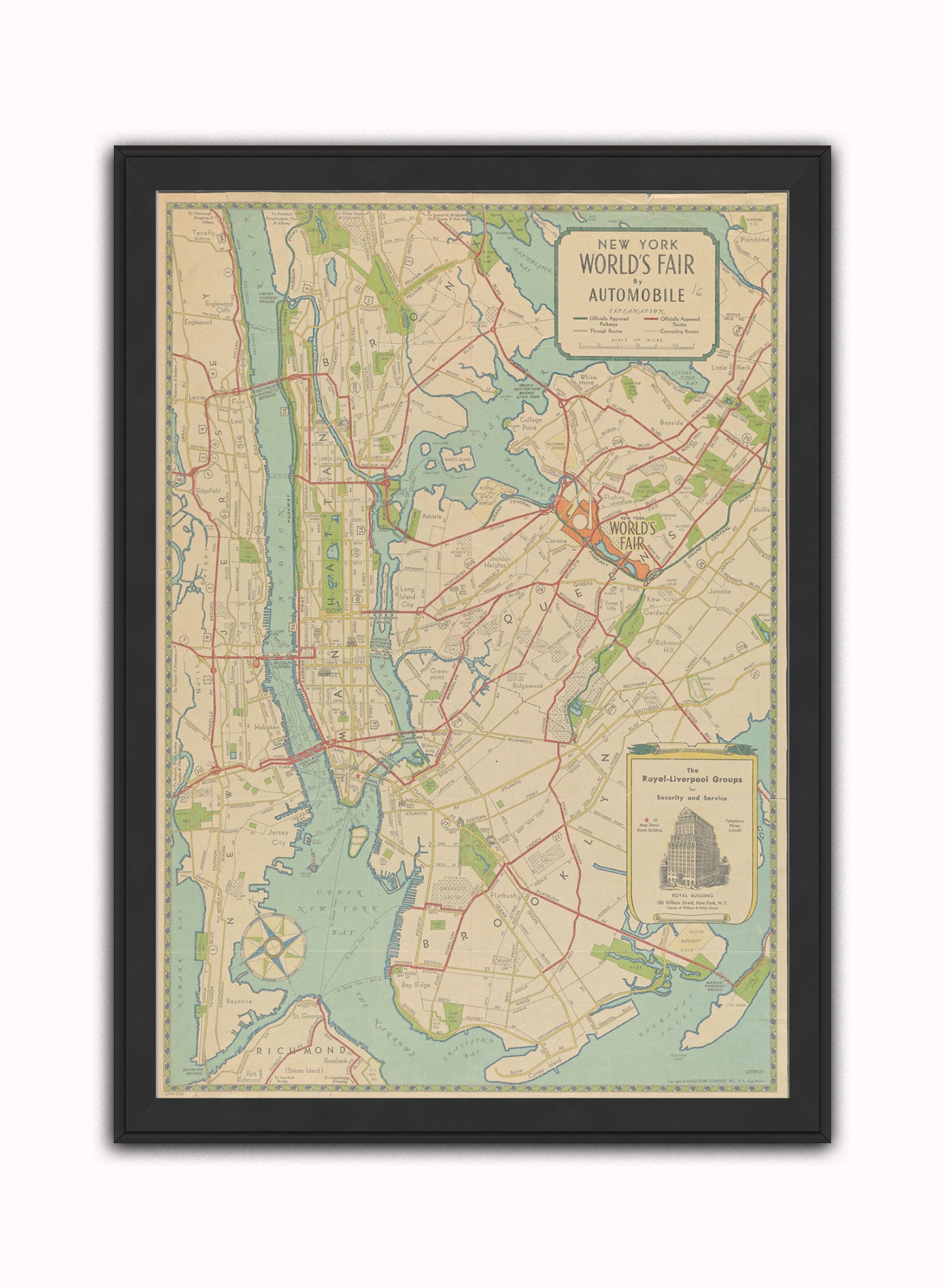 New York Subway Map Vintage Art Wall Art Print 50x70cm Black Frame
