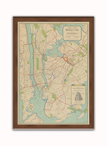 New York Subway Map Vintage Art Wall Art Print 50x70cm Dark Wood Frame