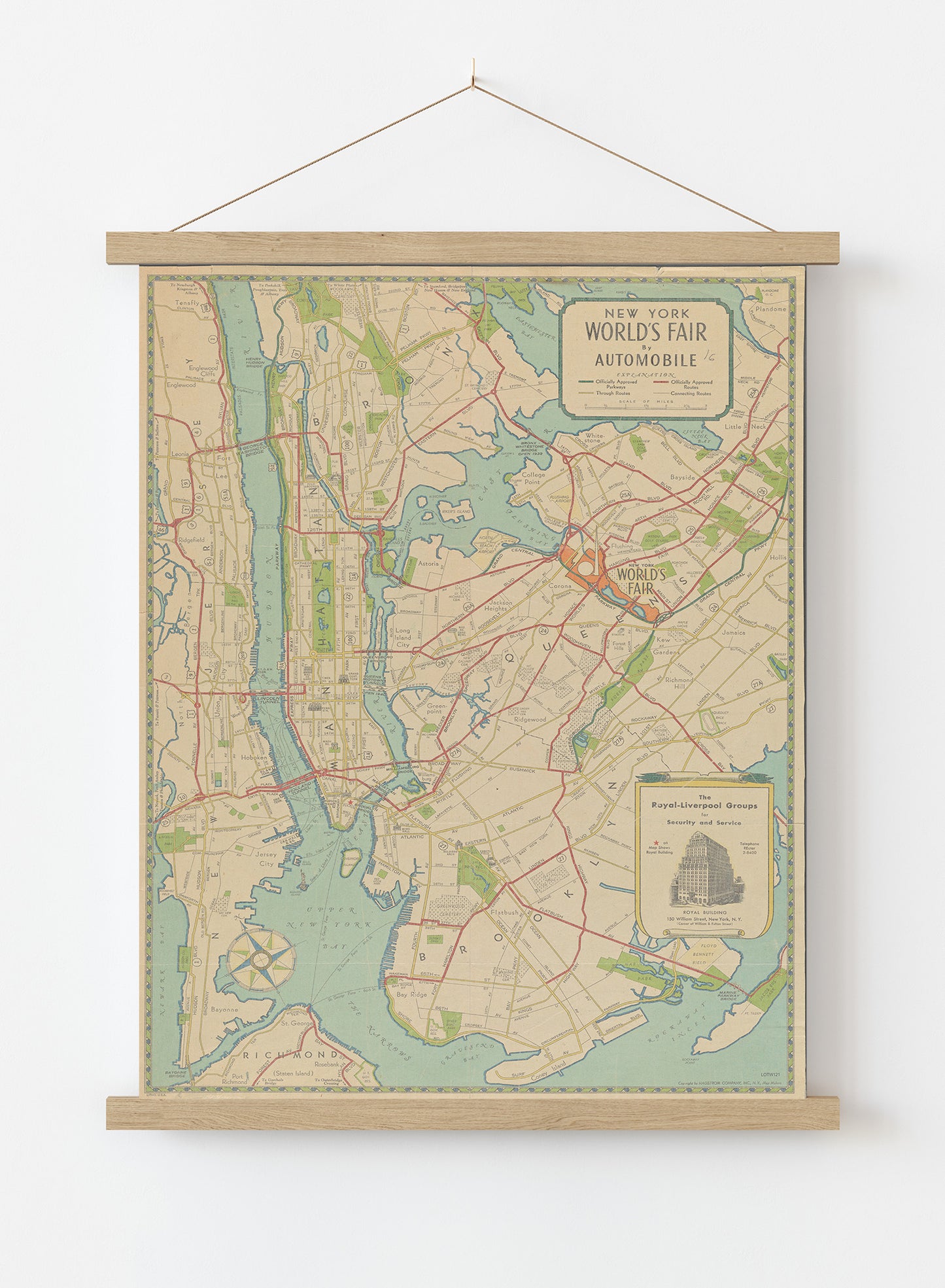 New York Subway Map Vintage Art Wall Art Print 50x70cm Poster Hanger