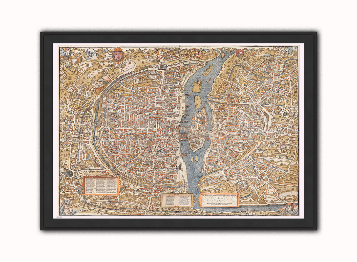 Paris Map Vintage Art Wall Art Print 50x70cm Black Frame