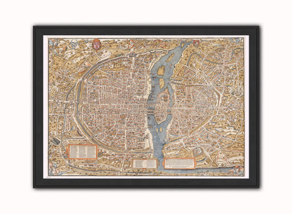Paris Map Vintage Art Wall Art Print 50x70cm Black Frame